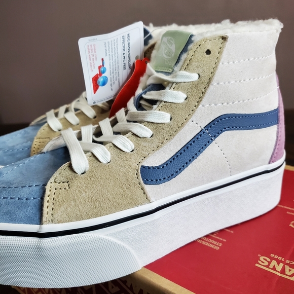 Vans Sk8-Hi Tapered PLATFORM Pig Suede Sherpa Women Size 7, Men Size 5.5 - Picture 4 of 11